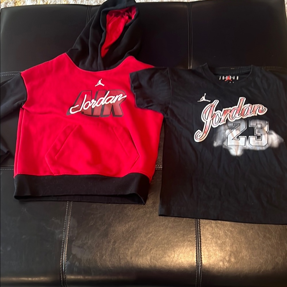 Red and Black Matching Hoodie and T-Shirt Set